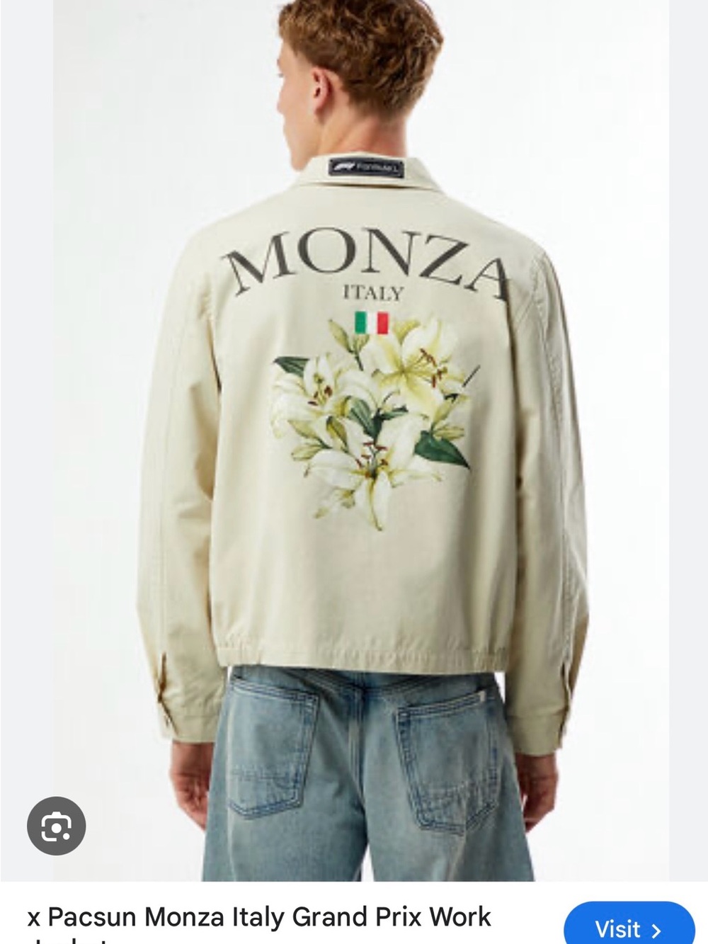 PacSun Cream Floral Monza Italy Work Jacket
